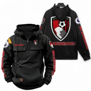 A.F.C. Bournemouth Fans Gift Tactical Quarter Zip Hoodie, All Over Print Tactical Quarter Zip Hoodie For Sport Fan, Custom Name EPL111073025123-Black
