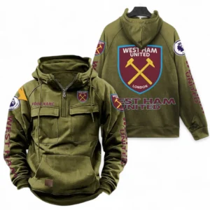 West Ham United Fans Gift Tactical Quarter Zip Hoodie, All Over Print Tactical Quarter Zip Hoodie For Sport Fan, Custom Name EPL111073025124-Army Green