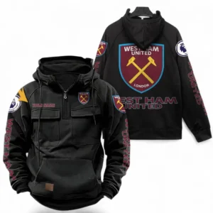 West Ham United Fans Gift Tactical Quarter Zip Hoodie, All Over Print Tactical Quarter Zip Hoodie For Sport Fan, Custom Name EPL111073025124-Black