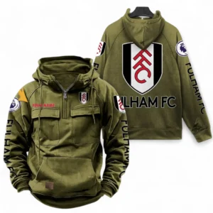 Fulham F.C Fans Gift Tactical Quarter Zip Hoodie, All Over Print Tactical Quarter Zip Hoodie For Sport Fan, Custom Name EPL111073025125-Army Green