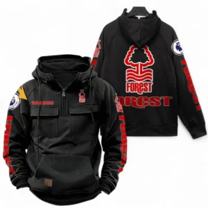 Nottingham Forest F.C Fans Gift Tactical Quarter Zip Hoodie, All Over Print Tactical Quarter Zip Hoodie For Sport Fan, Custom Name EPL111073025130-Black