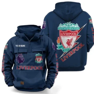 Liverpool F.C Fans Gift Tactical Quarter Zip Hoodie, All Over Print Tactical Quarter Zip Hoodie For Sport Fan, Custom Name EPL113073025444-Dark Blue