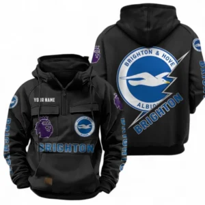 Brighton And Hove Albion F.C Fans Gift Tactical Quarter Zip Hoodie, All Over Print Tactical Quarter Zip Hoodie For Sport Fan, Custom Name EPL113073025449-Black