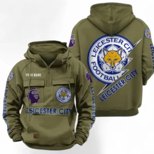 Leicester City Fans Gift Tactical Quarter Zip Hoodie, All Over Print Tactical Quarter Zip Hoodie For Sport Fan, Custom Name EPL113073025451-Army Green