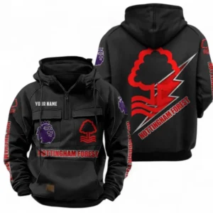 Nottingham Forest F.C Fans Gift Tactical Quarter Zip Hoodie, All Over Print Tactical Quarter Zip Hoodie For Sport Fan, Custom Name EPL113073025452-Black