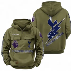 Tottenham Hotspur F.C Fans Gift Tactical Quarter Zip Hoodie, All Over Print Tactical Quarter Zip Hoodie For Sport Fan, Custom Name EPL113073025453-Army Green