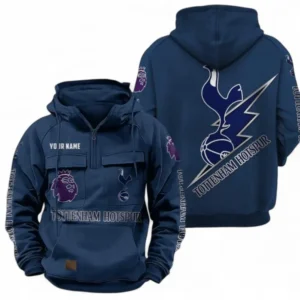 Tottenham Hotspur F.C Fans Gift Tactical Quarter Zip Hoodie, All Over Print Tactical Quarter Zip Hoodie For Sport Fan, Custom Name EPL113073025453-Dark Blue