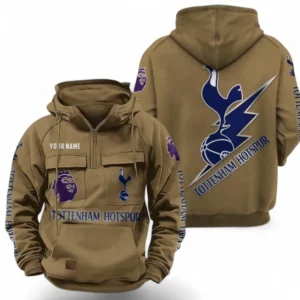 Tottenham Hotspur F.C Fans Gift Tactical Quarter Zip Hoodie, All Over Print Tactical Quarter Zip Hoodie For Sport Fan, Custom Name EPL113073025453-Khaki