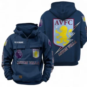 Aston Villa F.C Fans Gift Tactical Quarter Zip Hoodie, All Over Print Tactical Quarter Zip Hoodie For Sport Fan, Custom Name EPL113073025455-Dark Blue