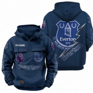 Everton F.C Fans Gift Tactical Quarter Zip Hoodie, All Over Print Tactical Quarter Zip Hoodie For Sport Fan, Custom Name EPL113073025456-Dark Blue