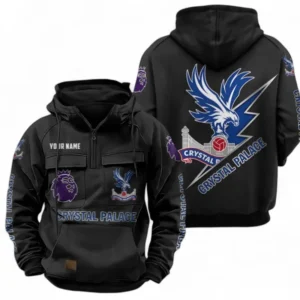 Crystal Palace F.C Fans Gift Tactical Quarter Zip Hoodie, All Over Print Tactical Quarter Zip Hoodie For Sport Fan, Custom Name EPL113073025459-Black