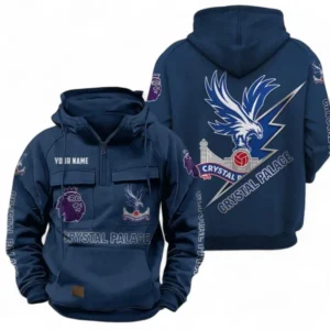 Crystal Palace F.C Fans Gift Tactical Quarter Zip Hoodie, All Over Print Tactical Quarter Zip Hoodie For Sport Fan, Custom Name EPL113073025459-Dark Blue