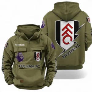 Fulham Fans Gift Tactical Quarter Zip Hoodie, All Over Print Tactical Quarter Zip Hoodie For Sport Fan, Custom Name EPL113073025461-Army Green