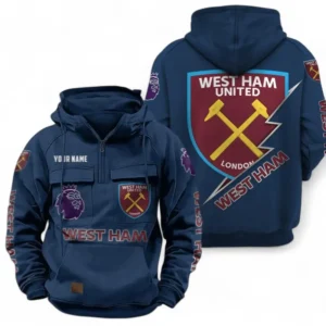 West Ham United FC Fans Gift Tactical Quarter Zip Hoodie, All Over Print Tactical Quarter Zip Hoodie For Sport Fan, Custom Name EPL113073025462-Dark Blue