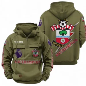 Southampton Fans Gift Tactical Quarter Zip Hoodie, All Over Print Tactical Quarter Zip Hoodie For Sport Fan, Custom Name EPL113073025463-Army Green