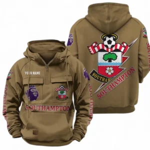 Southampton Fans Gift Tactical Quarter Zip Hoodie, All Over Print Tactical Quarter Zip Hoodie For Sport Fan, Custom Name EPL113073025463-Khaki