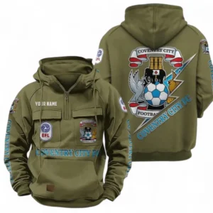 Coventry City Fans Gift Tactical Quarter Zip Hoodie, All Over Print Tactical Quarter Zip Hoodie For Sport Fan, Custom Name EPL113073025464-Army Green