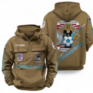 Coventry City Fans Gift Tactical Quarter Zip Hoodie, All Over Print Tactical Quarter Zip Hoodie For Sport Fan, Custom Name EPL113073025464-Khaki