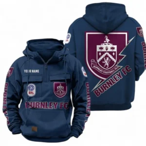 Burnley F.C Fans Gift Tactical Quarter Zip Hoodie, All Over Print Tactical Quarter Zip Hoodie For Sport Fan, Custom Name EPL113073025469-Dark Blue