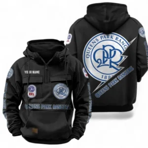 Queens Park Rangers Fans Gift Tactical Quarter Zip Hoodie, All Over Print Tactical Quarter Zip Hoodie For Sport Fan, Custom Name EPL113073025475-Black