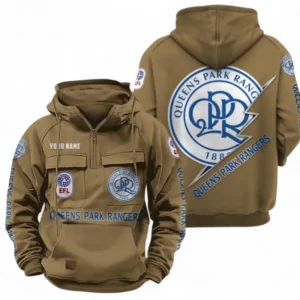 Queens Park Rangers Fans Gift Tactical Quarter Zip Hoodie, All Over Print Tactical Quarter Zip Hoodie For Sport Fan, Custom Name EPL113073025475-Khaki