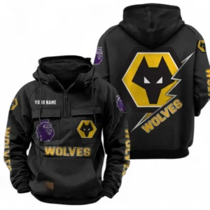 Wolverhampton Wanderers F.C Fans Gift Tactical Quarter Zip Hoodie, All Over Print Tactical Quarter Zip Hoodie For Sport Fan, Custom Name EPL113073025476-Black