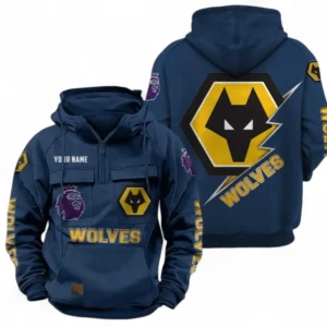 Wolverhampton Wanderers F.C Fans Gift Tactical Quarter Zip Hoodie, All Over Print Tactical Quarter Zip Hoodie For Sport Fan, Custom Name EPL113073025476-Dark Blue