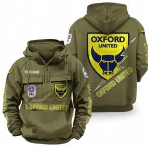 Oxford Utd Fans Gift Tactical Quarter Zip Hoodie, All Over Print Tactical Quarter Zip Hoodie For Sport Fan, Custom Name EPL113073025478-Army Green