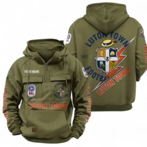 Luton Town Fans Gift Tactical Quarter Zip Hoodie, All Over Print Tactical Quarter Zip Hoodie For Sport Fan, Custom Name EPL113073025479-Army Green