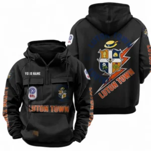 Luton Town Fans Gift Tactical Quarter Zip Hoodie, All Over Print Tactical Quarter Zip Hoodie For Sport Fan, Custom Name EPL113073025479-Black