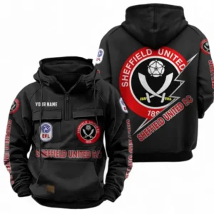 Sheffield United F.C Fans Gift Tactical Quarter Zip Hoodie, All Over Print Tactical Quarter Zip Hoodie For Sport Fan, Custom Name EPL113073025481-Black