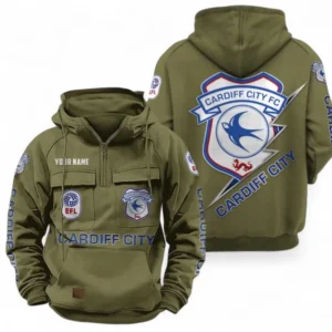 Cardiff City Fans Gift Tactical Quarter Zip Hoodie, All Over Print Tactical Quarter Zip Hoodie For Sport Fan, Custom Name EPL113073025482-Army Green