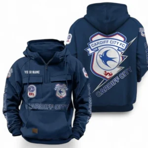 Cardiff City Fans Gift Tactical Quarter Zip Hoodie, All Over Print Tactical Quarter Zip Hoodie For Sport Fan, Custom Name EPL113073025482-Dark Blue