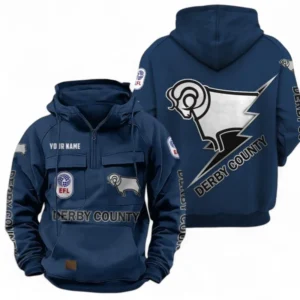 Derby County Fans Gift Tactical Quarter Zip Hoodie, All Over Print Tactical Quarter Zip Hoodie For Sport Fan, Custom Name EPL113073025483-Dark Blue