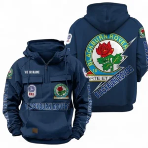 Blackburn Rovers Fans Gift Tactical Quarter Zip Hoodie, All Over Print Tactical Quarter Zip Hoodie For Sport Fan, Custom Name EPL113073025484-Dark Blue