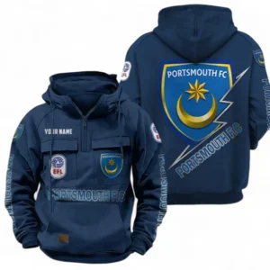 Portsmouth Fans Gift Tactical Quarter Zip Hoodie, All Over Print Tactical Quarter Zip Hoodie For Sport Fan, Custom Name EPL113073025486-Dark Blue