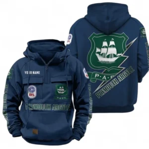 Plymouth Argyle Fans Gift Tactical Quarter Zip Hoodie, All Over Print Tactical Quarter Zip Hoodie For Sport Fan, Custom Name EPL113073025487-Dark Blue