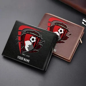 AFC Bournemouth Fans Gift Horizontal Leather Wallet, All Over Print Horizontal Leather Wallet For Sport Fan, Custom Name EPL114073125342-Black