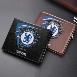 Chelsea Fans Gift Horizontal Leather Wallet, All Over Print Horizontal Leather Wallet For Sport Fan, Custom Name EPL114073125348-Black