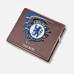 Chelsea Fans Gift Horizontal Leather Wallet, All Over Print Horizontal Leather Wallet For Sport Fan, Custom Name EPL114073125348-Brown