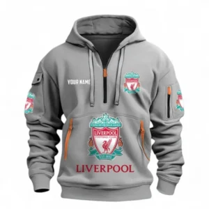 Liverpool Fans Gift Hoodie Half Zipper, All Over Print Hoodie Half Zipper For Sport Fan, Custom Name EPL116073125000-Grey