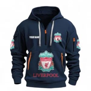 Liverpool Fans Gift Hoodie Half Zipper, All Over Print Hoodie Half Zipper For Sport Fan, Custom Name EPL116073125000-Navy