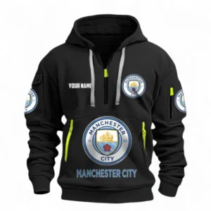 Manchester City Fans Gift Hoodie Half Zipper, All Over Print Hoodie Half Zipper For Sport Fan, Custom Name EPL116073125003-Black
