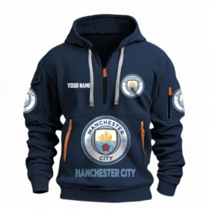 Manchester City Fans Gift Hoodie Half Zipper, All Over Print Hoodie Half Zipper For Sport Fan, Custom Name EPL116073125003-Navy