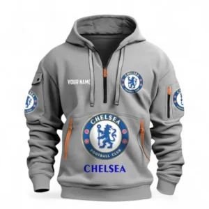 Chelsea Fans Gift Hoodie Half Zipper, All Over Print Hoodie Half Zipper For Sport Fan, Custom Name EPL116073125004-Grey