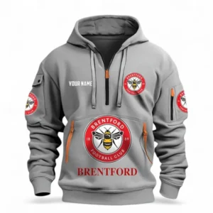 Brentford Fans Gift Hoodie Half Zipper, All Over Print Hoodie Half Zipper For Sport Fan, Custom Name EPL116073125007-Grey