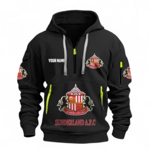 Sunderland Fans Gift Hoodie Half Zipper, All Over Print Hoodie Half Zipper For Sport Fan, Custom Name EPL116073125019-Black