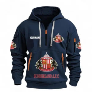 Sunderland Fans Gift Hoodie Half Zipper, All Over Print Hoodie Half Zipper For Sport Fan, Custom Name EPL116073125019-Navy