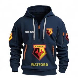 Watford Fans Gift Hoodie Half Zipper, All Over Print Hoodie Half Zipper For Sport Fan, Custom Name EPL116073125020-Navy