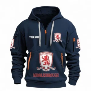 Middlesbrough Fans Gift Hoodie Half Zipper, All Over Print Hoodie Half Zipper For Sport Fan, Custom Name EPL116073125021-Navy